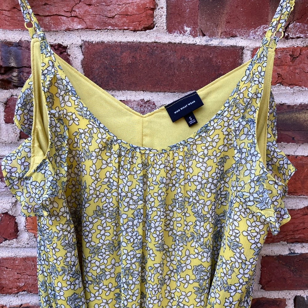 Who What Wear Yellow Floral Midi Dress